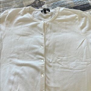 White Button-Up 3/4 Sleeve Cardigan